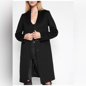 Express Cashmere blend button front Black Long scarf coat NWT S
